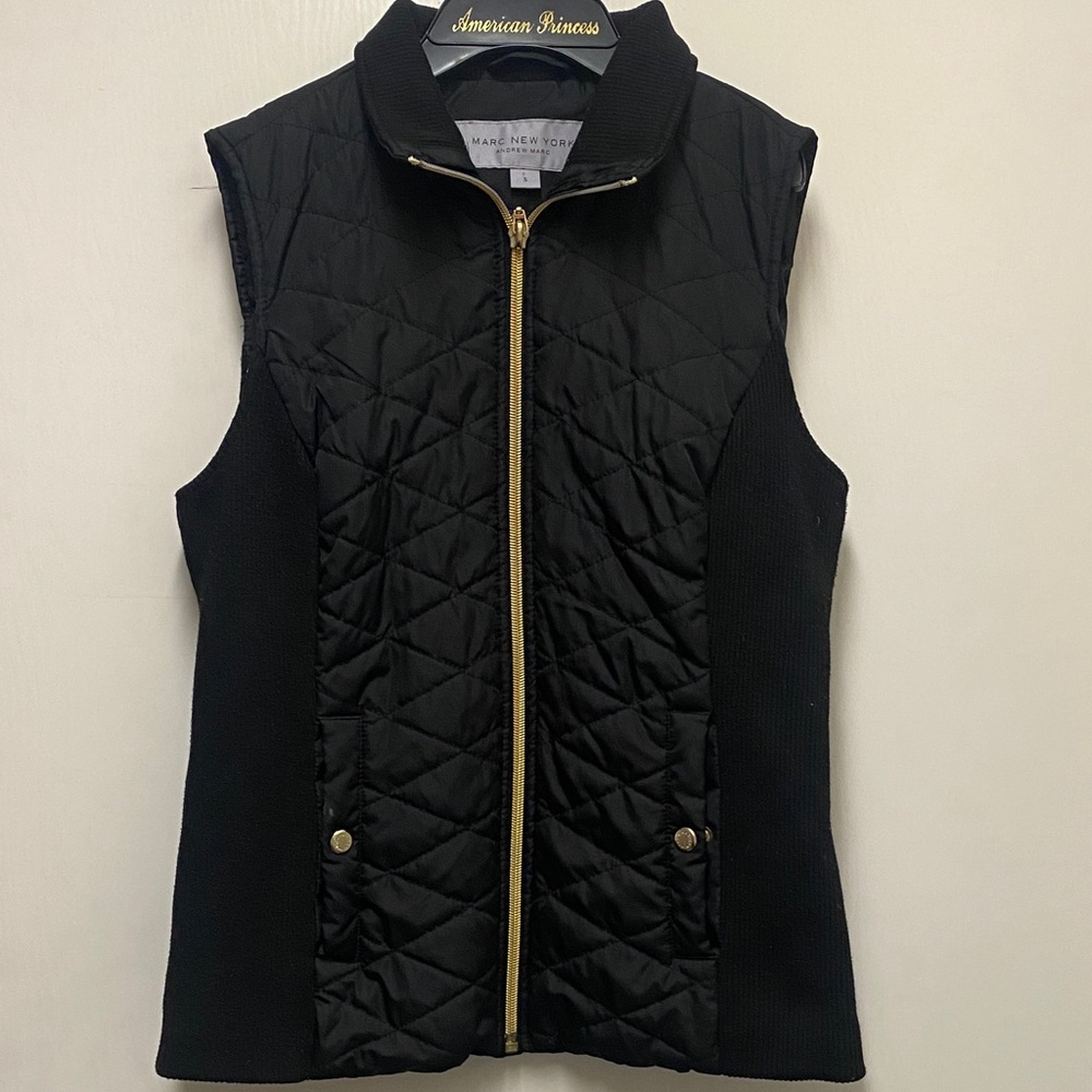 Marc New York: Andrew Marc Black Full Zip Vest Women’s Small